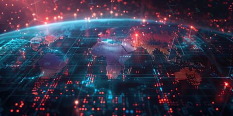 Fototapeta premium Banner of Digital Financial Hub with Global Data Visualization and Interactive Charts Featuring Copy Space for Text