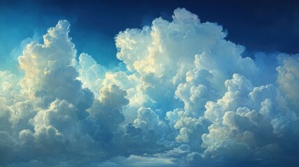 Captivating fluffy clouds floating in a deep blue sky nature scene photography tranquil environment aerial view serenity