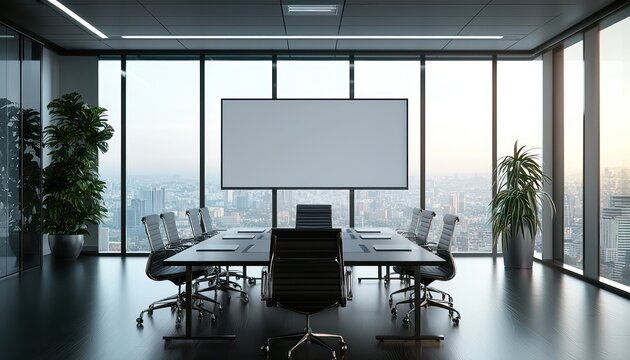 Professional background for virtual meetings provided by an office with expansive windows.