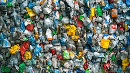 Fototapeta premium Recycling facility sorting waste into reusable materials in a clean process