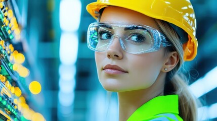 Engineer with glowing server panels and high-tech gear
