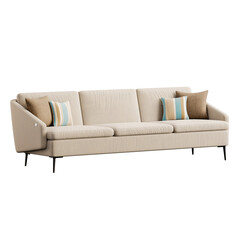 A white couch with pillows on it