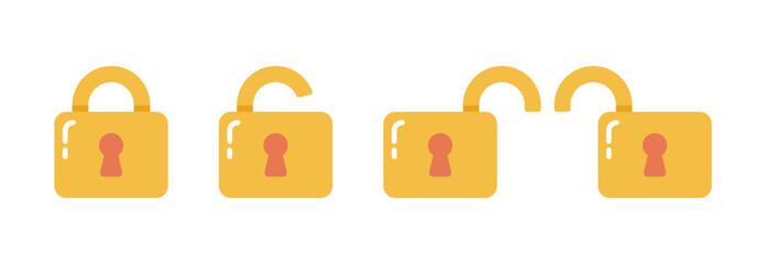 Security Padlock Icon Symbols in Flat Style Vector Illustration