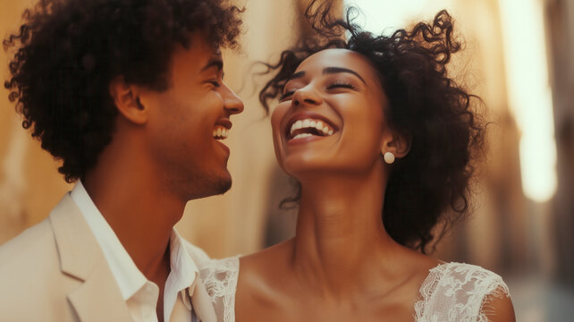 Beautiful young wedding couple outdoors