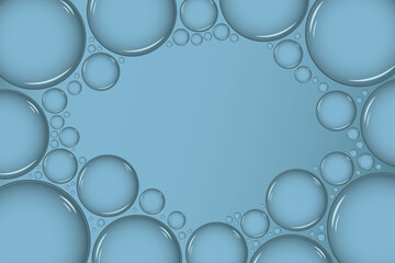 Clear water drops border. Bubble Drop frame banner. Waterdrops liquid border or frame