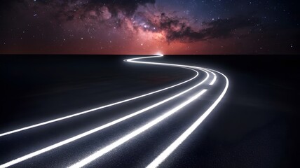 Fototapeta premium Light trail of endurance on a racetrack into the cosmos