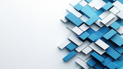 Naklejka premium Modern abstract design featuring overlapping blue and white geometric shapes, creating dynamic visual effect. Ideal for backgrounds or creative projects