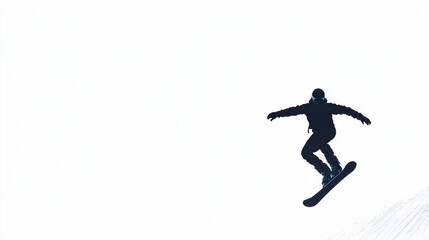 Snowboarder Silhouette Performing Tricks in Snowpark