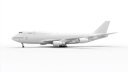 White Plane on Tarmac with Isolated Background