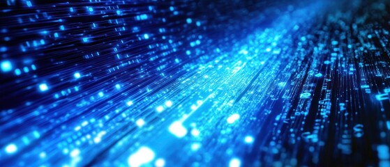 Abstract representation of data flow with glowing blue lines and particles.