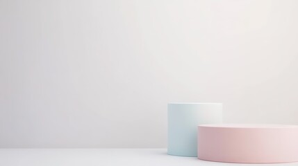 Minimalist podiums for product display with pastel tones