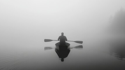Rowing in fog a tranquil journey on serene waters nature's mystique personal reflection