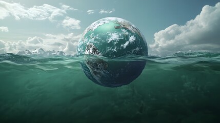 Fototapeta premium Earth, a vibrant blue marble suspended in the vast expanse of space