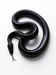 Fototapeta premium 3D rendering of Black Snake in Motion with High-Contrast Design on a White Vector Art Background