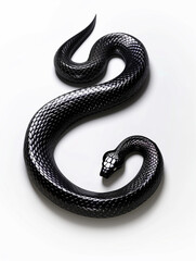 Obraz premium 3D rendering of Elegant Black Snake Vector Design in High Contrast on a White Background for Graphic Use