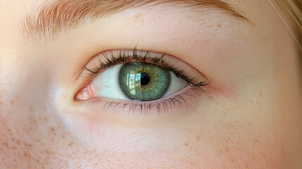 Fototapeta premium Closeup of striking green eyes nature photography wildlife environment intimate viewpoint captivating concept