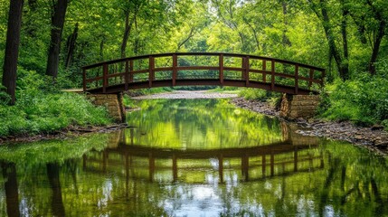 Strolling across a rustic bridge serene forest stream photography tranquil nature setting scenic view rustic charm