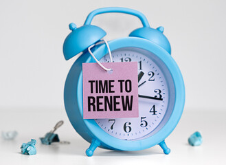 The alarm clocks have a sticker with the inscription - TIME TO RENEW
