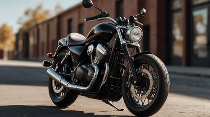 Stylish black custom motorcycle.