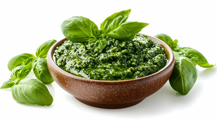 Photo - Fresh Basil Pesto in a Wooden Bowl