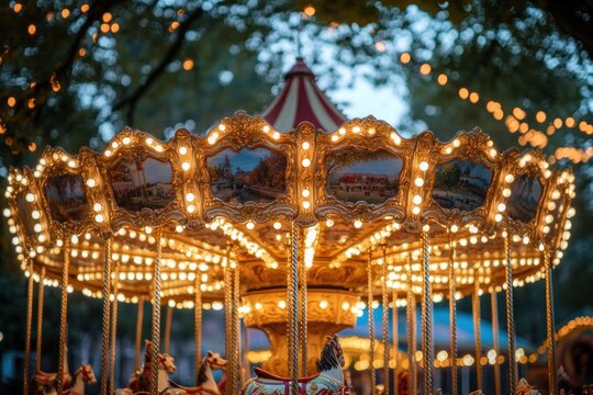 Illuminated Carousel Horses Delightful Nighttime Fairytale