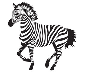 Fototapeta premium Zebra cartoon isolated on white background, Cartoon zebra silhouette icon
