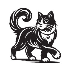 black and white cat vector