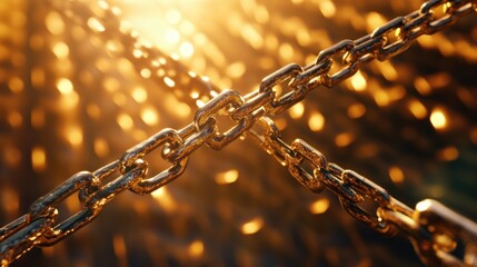 Golden chains intersect under warm, soft illumination.