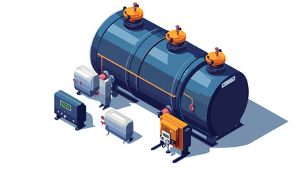 Isometric Compressed Gas Storage Tank Icon - Industrial Equipment Illustration