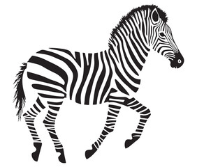 Fototapeta premium Zebra cartoon isolated on white background, Cartoon zebra silhouette icon