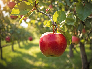 Apple on a Tree in an Orchard