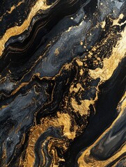 Fototapeta premium Black and Gold Marble Surface Close-Up