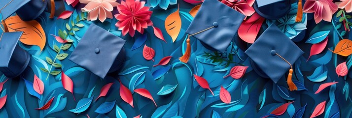 Detailed view of a graduation banner with custom designs and personalized messages for a specific graduation event ,