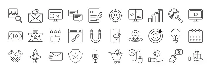 Digital Marketing Icon Set, Modern, Customizable, and Vector Based