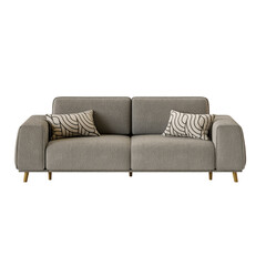 A gray couch with two pillows on it