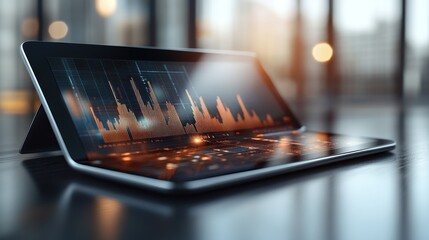 High-tech tablet displaying intricate data analysis graphs