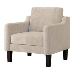 A tan chair with black legs and a black back