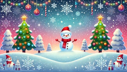 Obraz premium Christmas Wonderland, merry snowy landscape