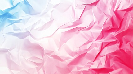 Crumpled paper texture forming abstract pink and blue gradient background