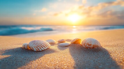 Obraz premium Sunset beach shells