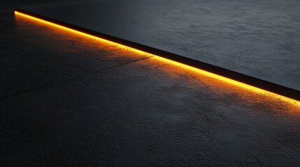 Abstract Dark Minimalist  Background with Orange Neon Light
