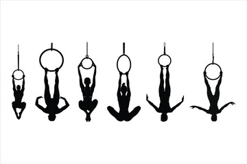 Gymnastics Rings Silhouette Bundle Set, Gymnast Silhouette