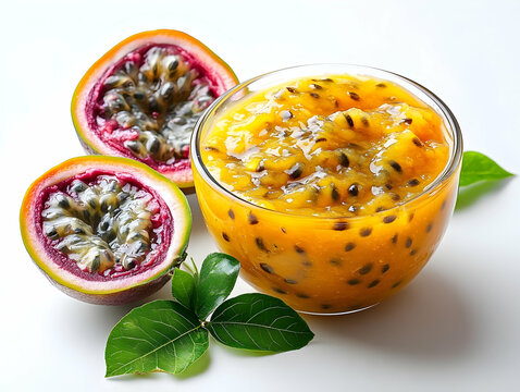 Photo Passion Fruit Juice, Pulp, and Halves