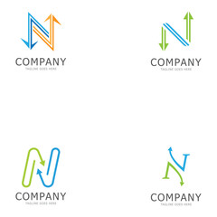 N letter arrow template vector illustration design