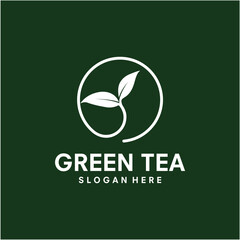green tea logo abstract design template illustration vector