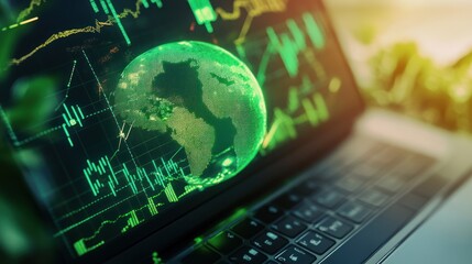 Digital financial globe in harmony with nature