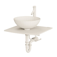 A white sink with a white faucet and a white bowl