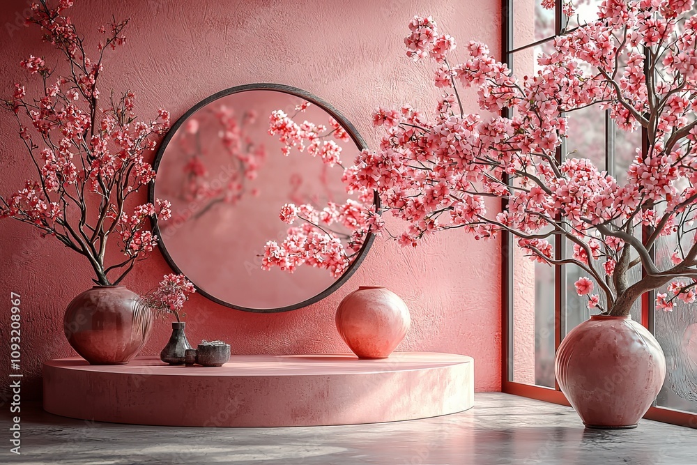 Poster mockup of a chinese-style stage for displaying products