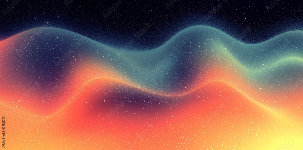 Aufkleber grainy gradient background with red orange white and illuminated spots, noise texture