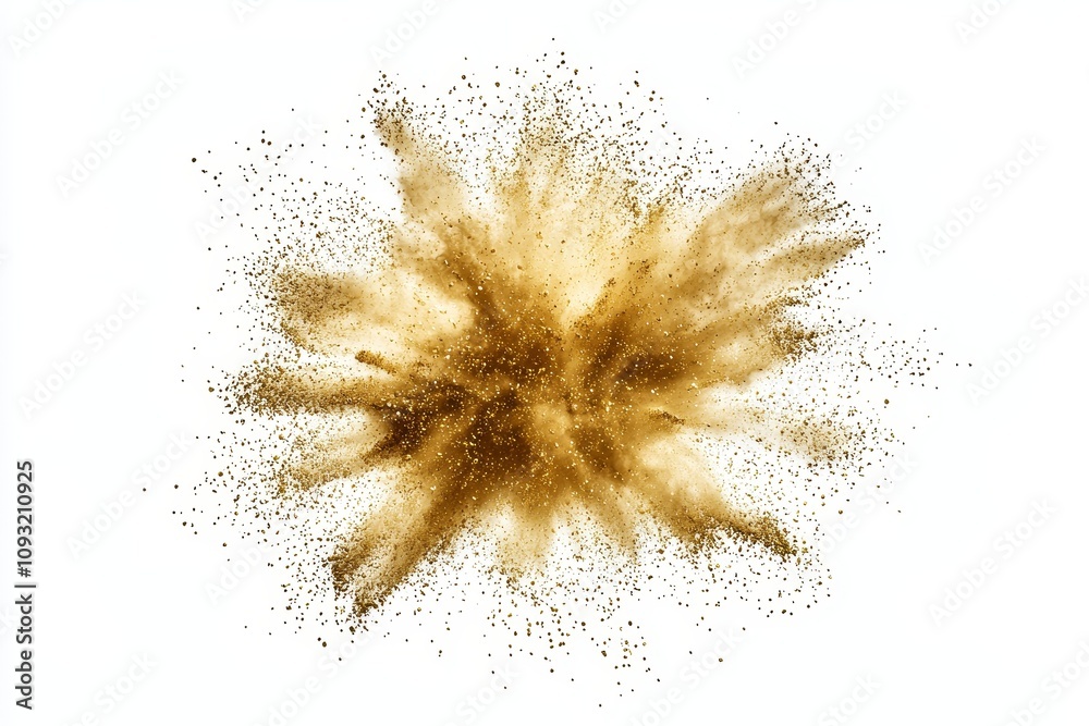 Aufkleber golden gust with shiny glitter isolated on background, splashing and flowing light, festive element 